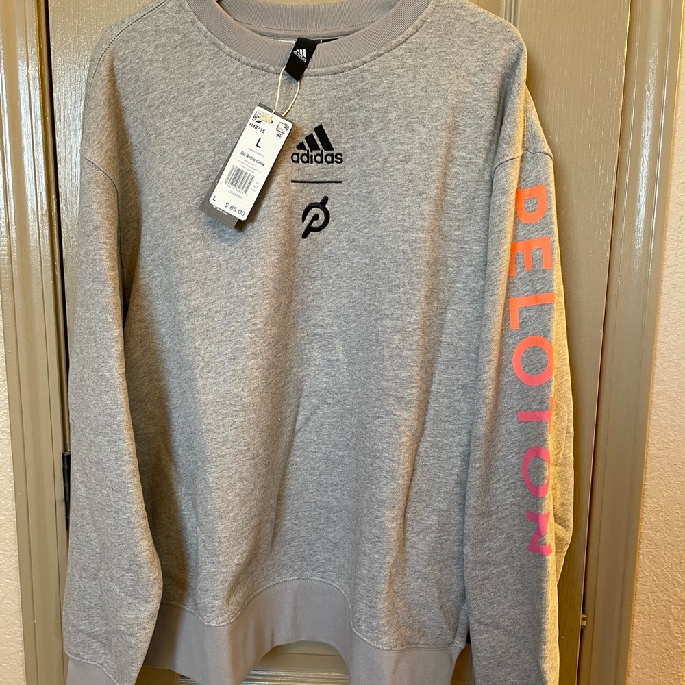 Peloton Adidas Collection Grey Crew Sweatshirt (Gender Neutral).